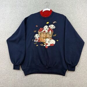 Vintage 90s Grandma Dog Puppy Collared Turtleneck Sweatshirt Dalmatian Large